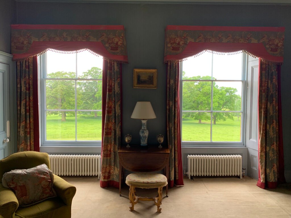 Restored Georgian sash windows in Grade I listed Turvey House near Bedford
